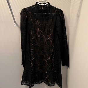 Black Lace Dress with Nude Slip